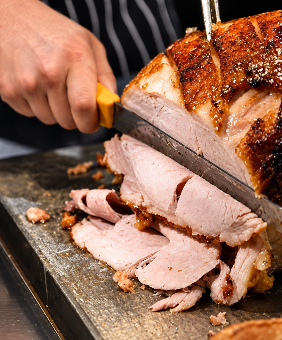 Crispy Porchetta Being Carved 1